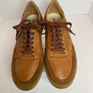 Pikolinos Tan Leather and Suede Low Top Lace Up Sneakers Made in Spain Mens 41